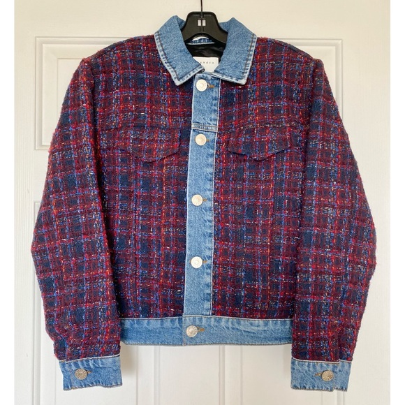 *SOLD* Sandro Chelsy Denim-Trimmed Tweed Jacket - Picture 3 of 12